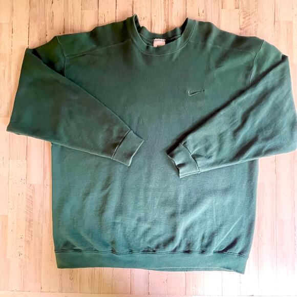 NIKE Forrest Green Fleece Sweatshirt Pullover Vintage Made in USA SZ XL C101576